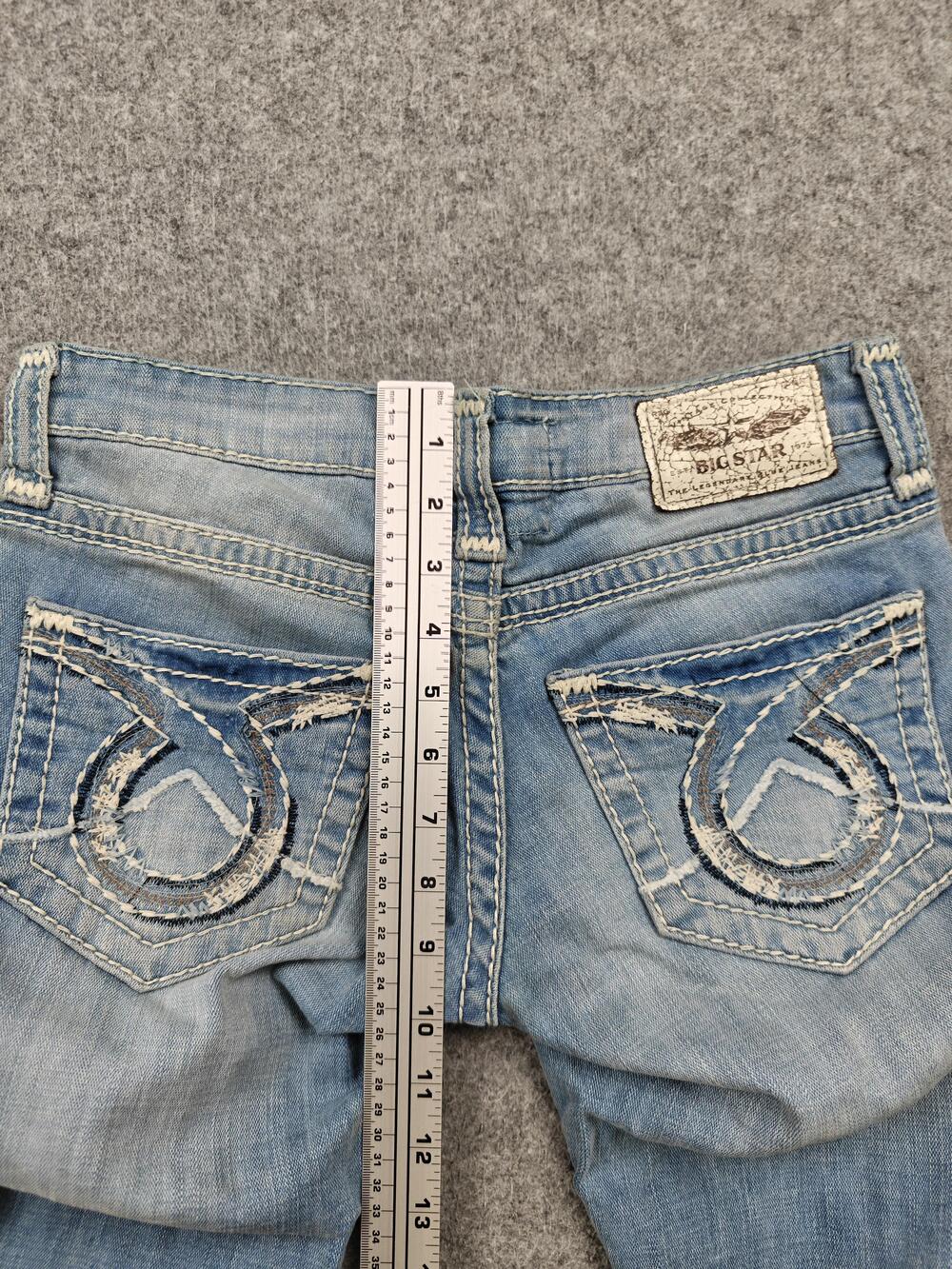 BIG STAR Jeans Womens 26 Blue Liv Boot Slim Bootcut Distressed 33 Inseam - Picture 9 of 12